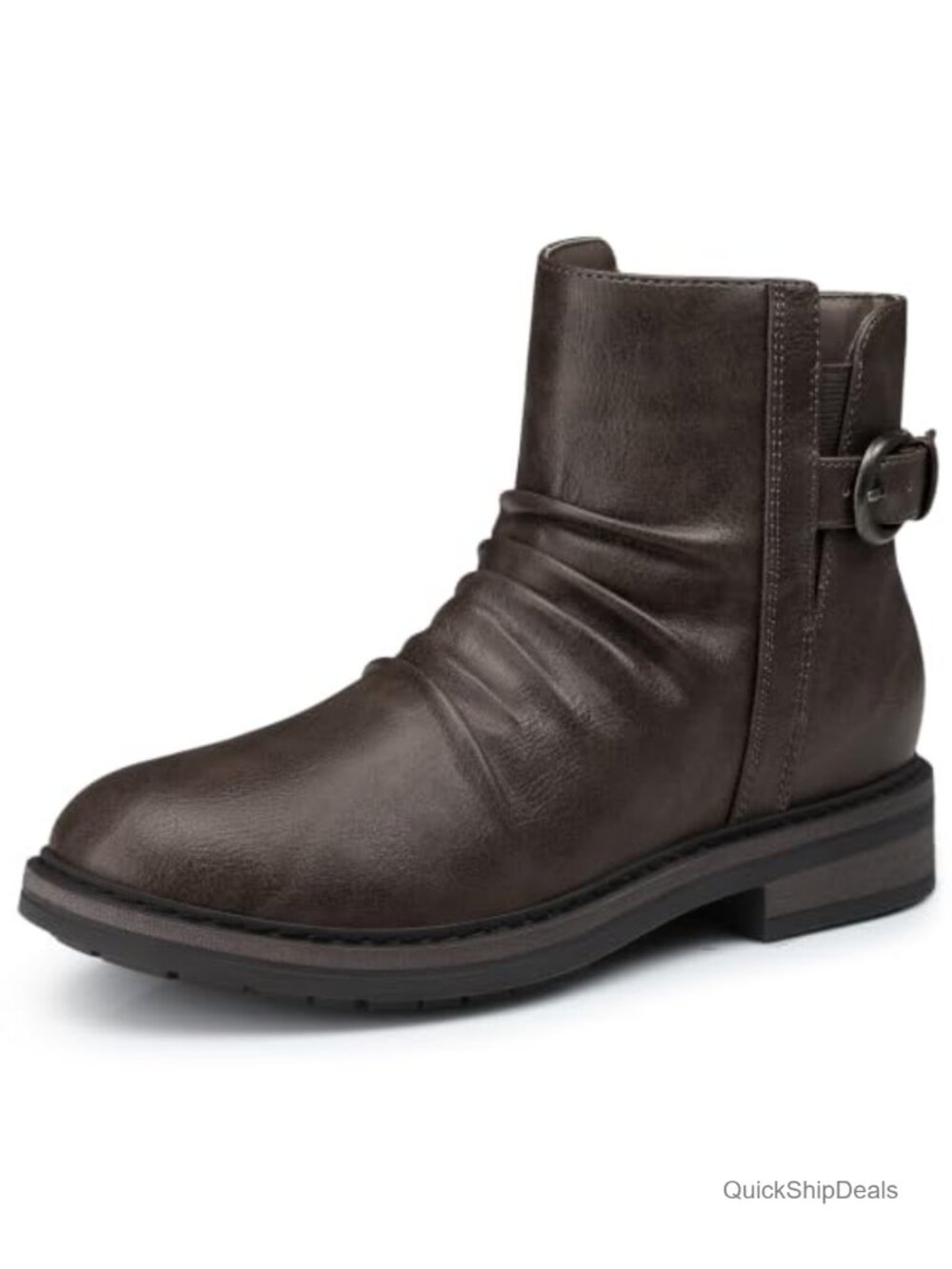 Women's Comfortable Ankle Boots Flat Fall Boot for Work Walking Faux Leather
